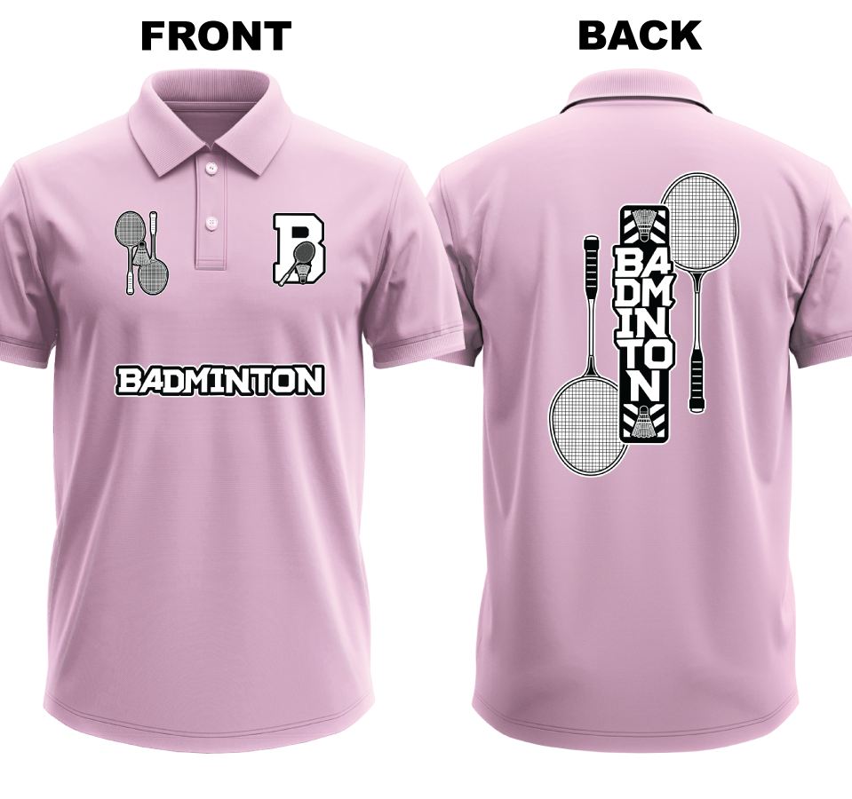 Drifit Polo Shirt: B for Badminton (Front & Back)