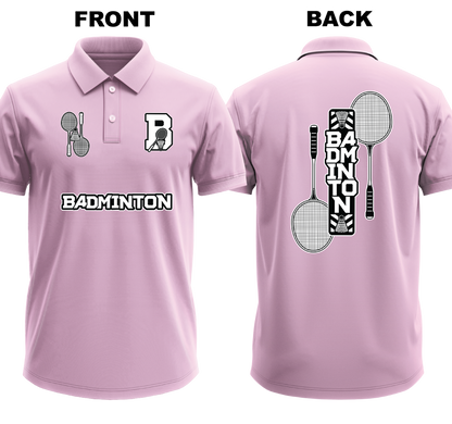 Drifit Polo Shirt: B for Badminton (Front & Back)