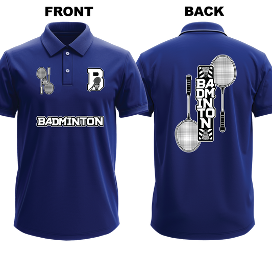 Drifit Polo Shirt: B for Badminton (Front & Back)