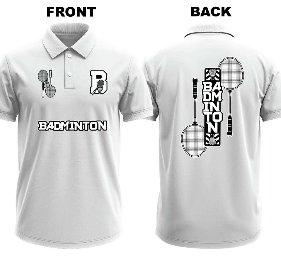 Drifit Polo Shirt: B for Badminton (Front & Back)