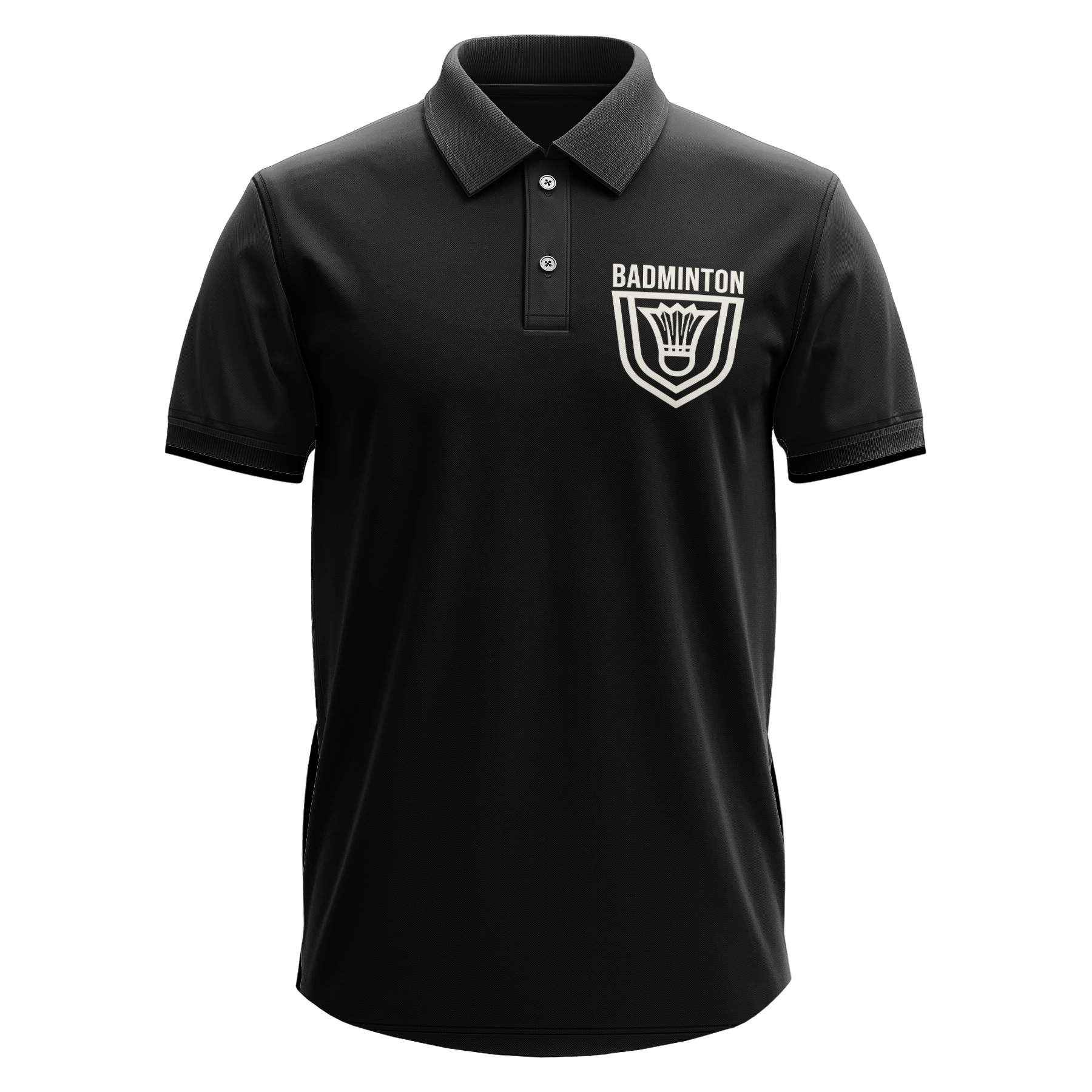 Drifit Polo Shirt: Badminton Badge Pocket Black XS