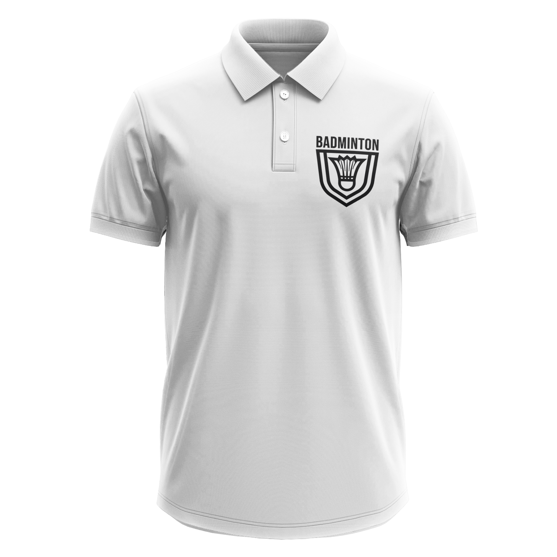 Drifit Polo Shirt: Badminton Badge Pocket White XS