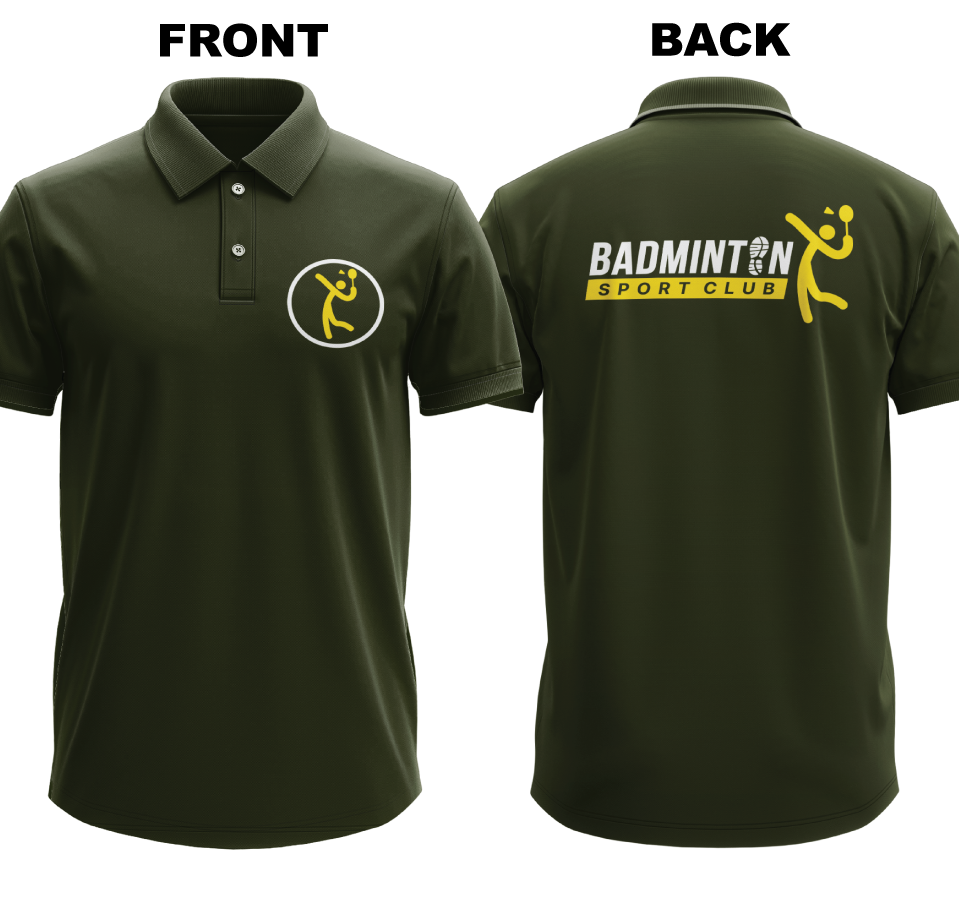 Drifit Polo Shirt: Vintage Badminton (Front & Back)