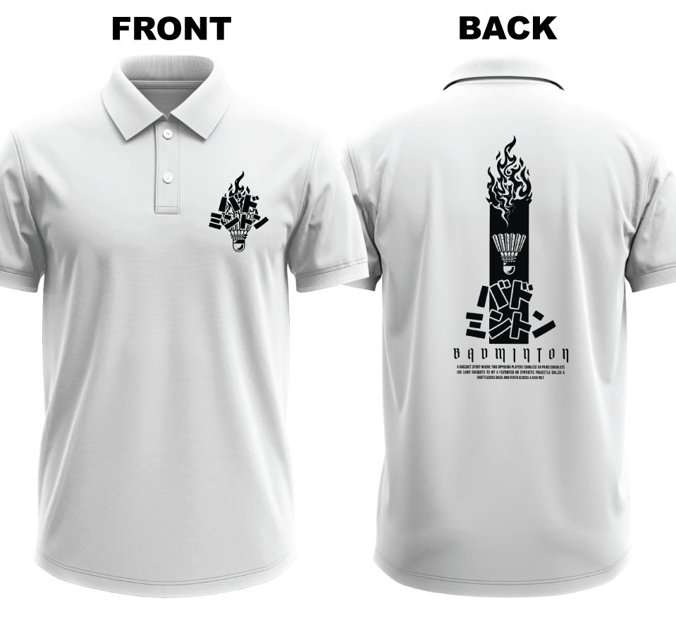 Drifit Polo Shirt: Badmionton Japanese (Front & Back)