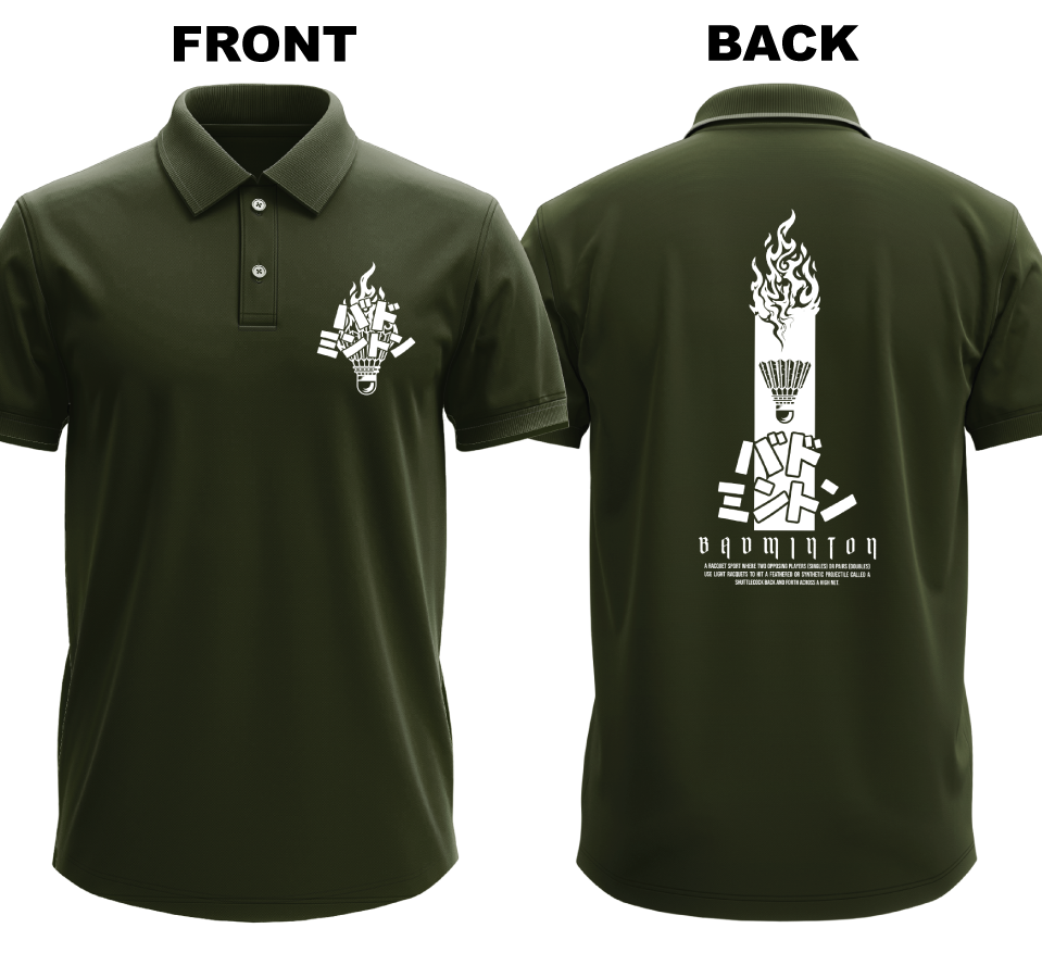 Drifit Polo Shirt: Badmionton Japanese (Front & Back)