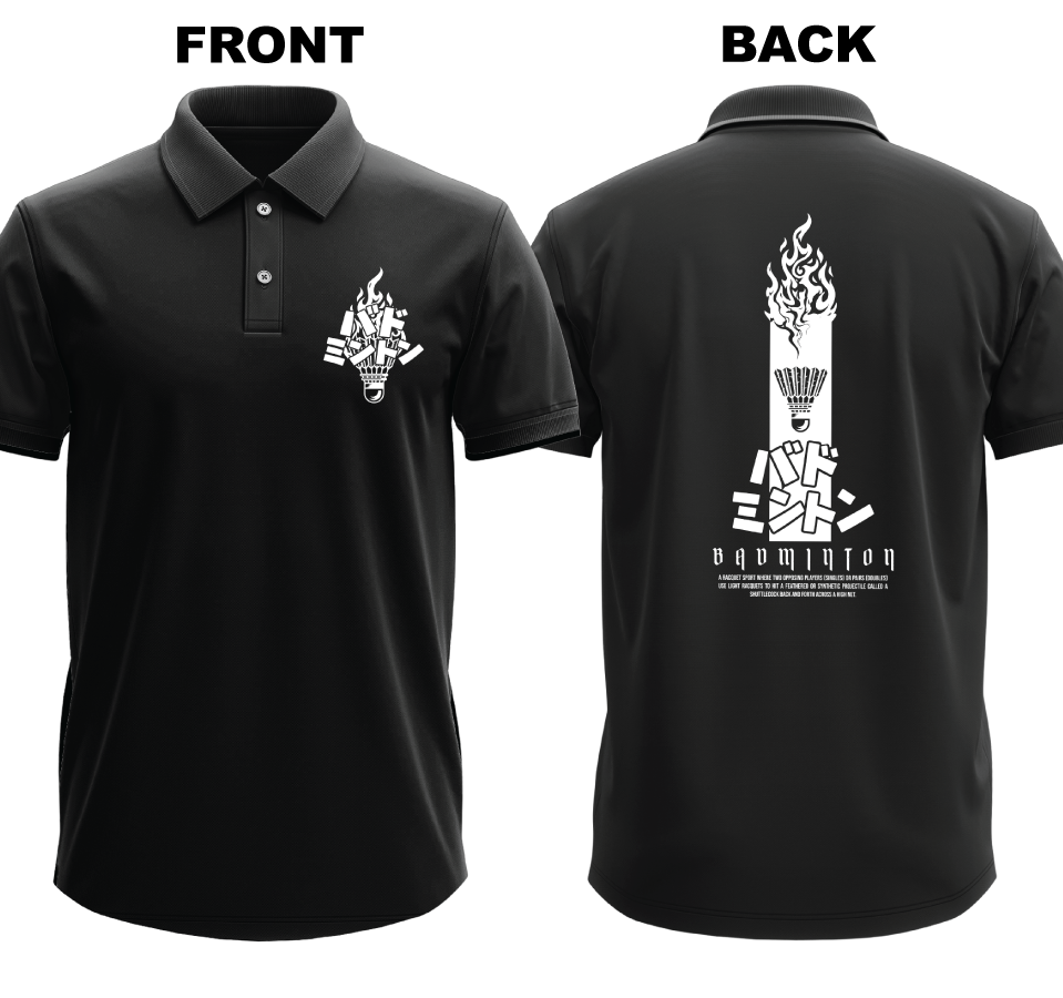 Drifit Polo Shirt: Badmionton Japanese (Front & Back)