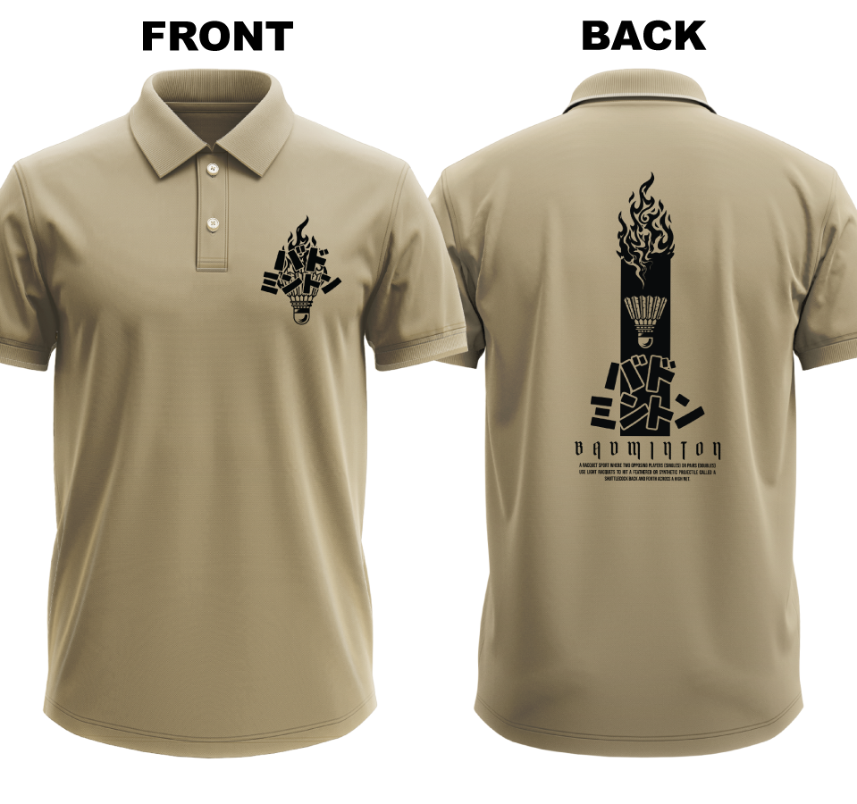 Drifit Polo Shirt: Badmionton Japanese (Front & Back)