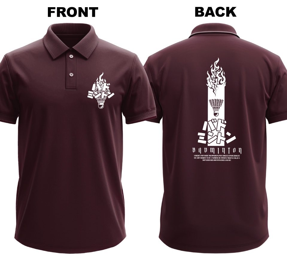 Drifit Polo Shirt: Badmionton Japanese (Front & Back)