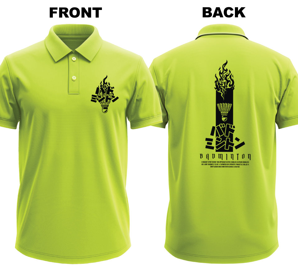 Drifit Polo Shirt: Badmionton Japanese (Front & Back)