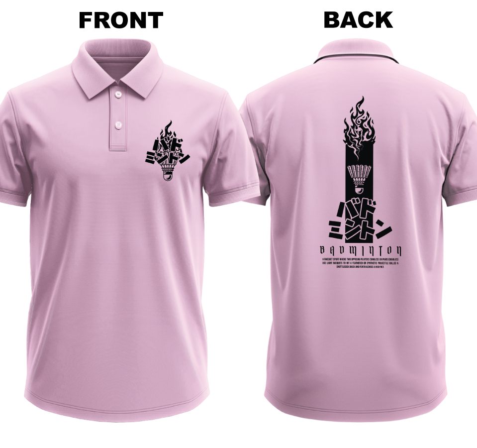 Drifit Polo Shirt: Badmionton Japanese (Front & Back)