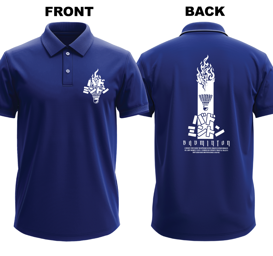 Drifit Polo Shirt: Badmionton Japanese (Front & Back)