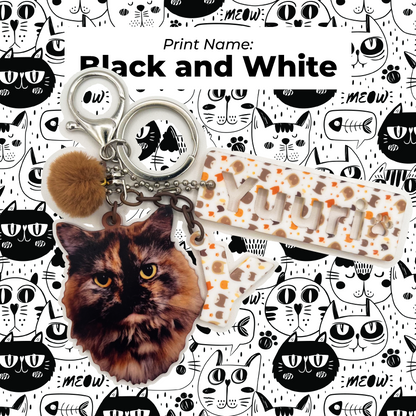 Acrylic Pet Bag Charm: Cat Pompom Set