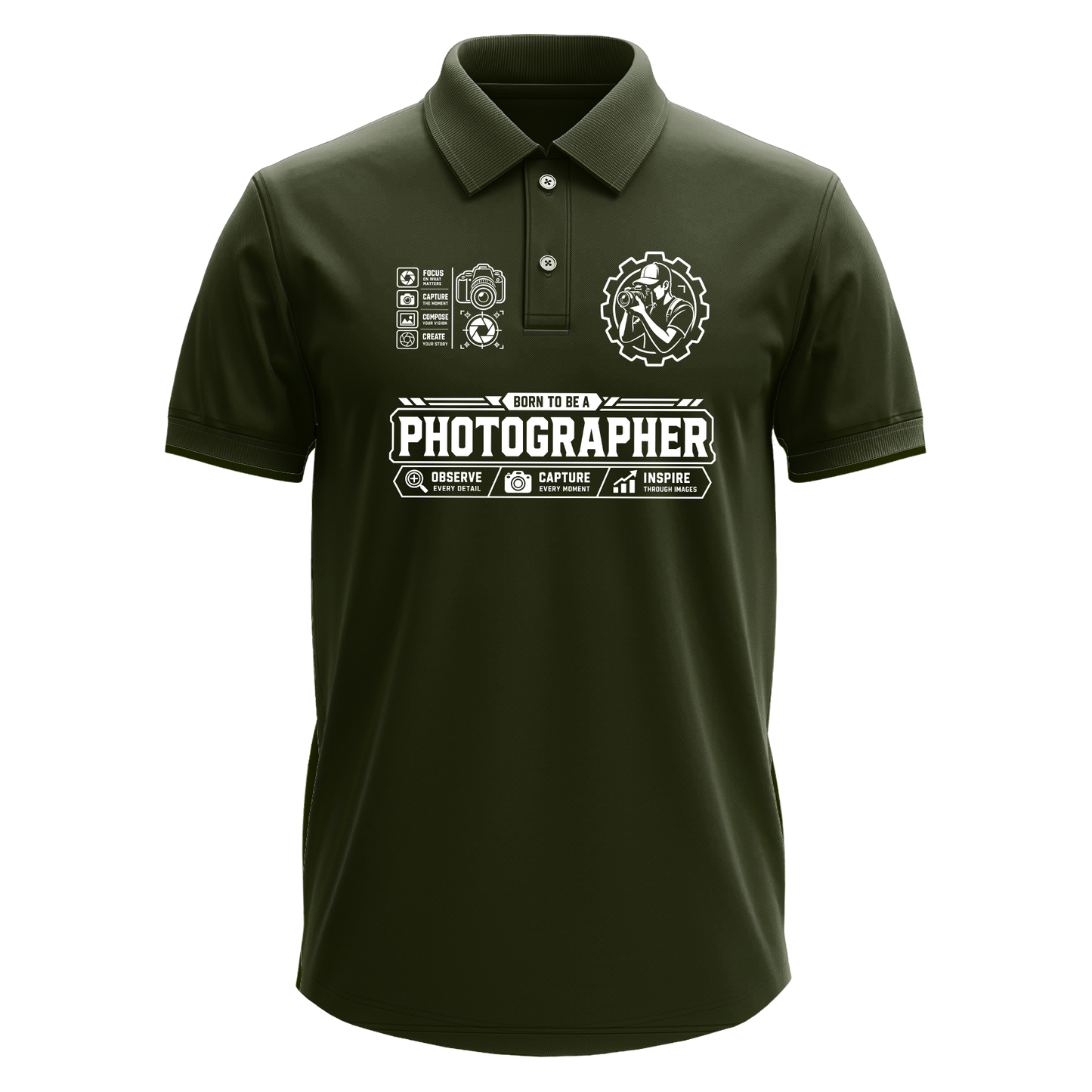 Drifit Polo Shirt: Born Photographer
