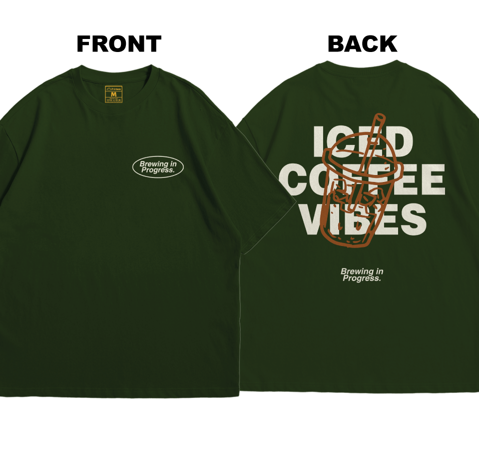 Premium Oversized Cotton Shirt: Brew In Progress (Front and Back)