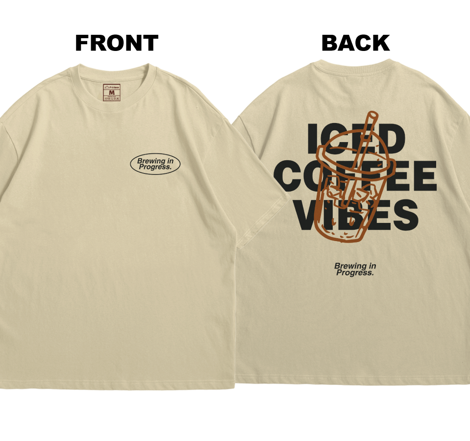 Premium Oversized Cotton Shirt: Brew In Progress (Front and Back)