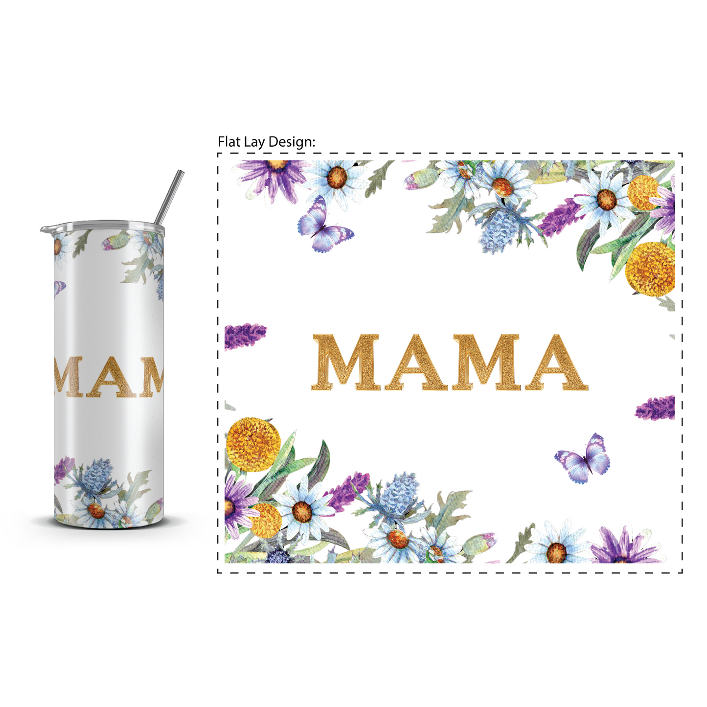 20oz. Slim Tumbler: Butterfly Mama