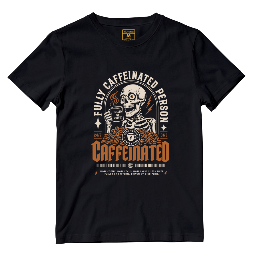 Cotton Shirt: Caffeinated Sekeleton
