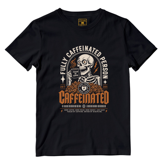 Cotton Shirt: Caffeinated Sekeleton