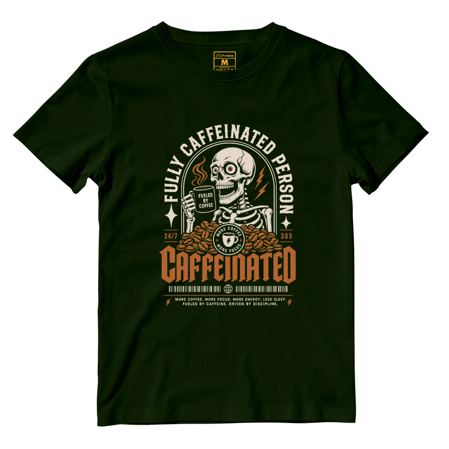 Cotton Shirt: Caffeinated Sekeleton