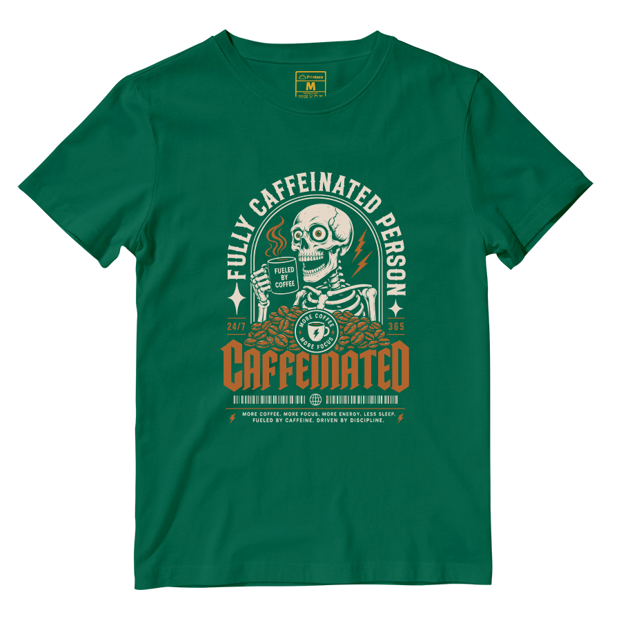 Cotton Shirt: Caffeinated Sekeleton
