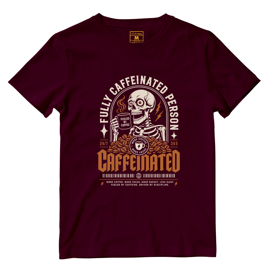 Cotton Shirt: Caffeinated Sekeleton