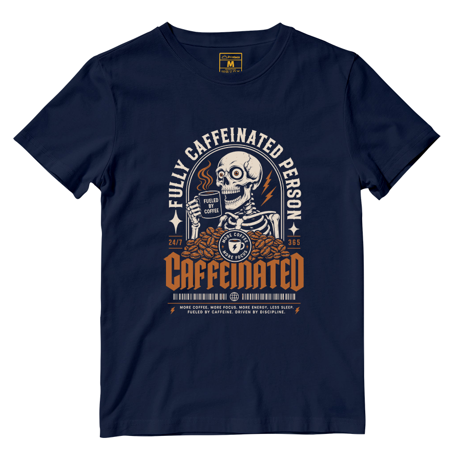 Cotton Shirt: Caffeinated Sekeleton