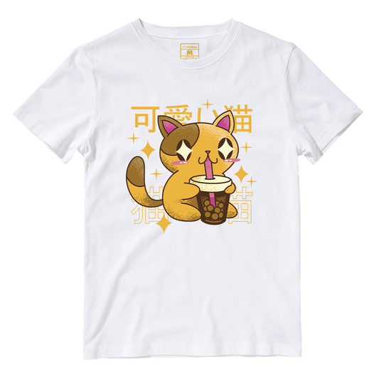 Cotton Shirt: Cat Bubble Tea