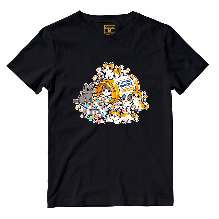 Cotton Shirt: Cat Serotonin