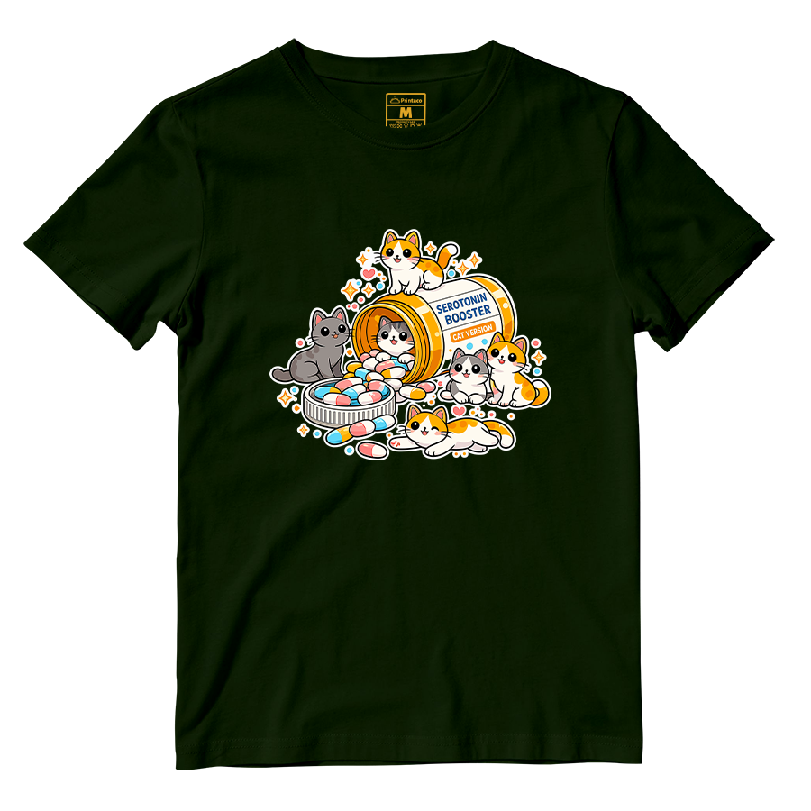 Cotton Shirt: Cat Serotonin