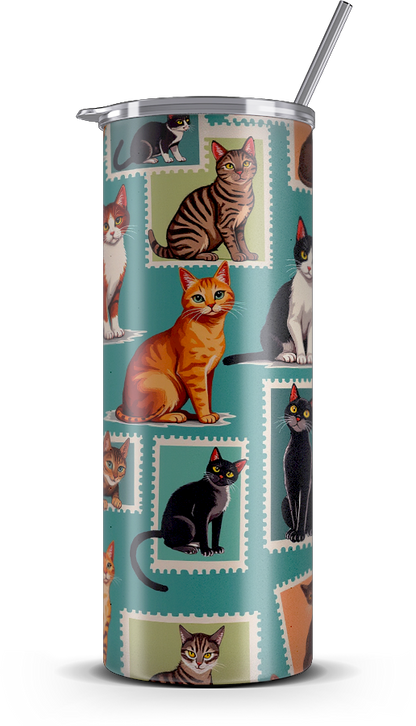20oz. Slim Tumbler: Cat Post Sticker