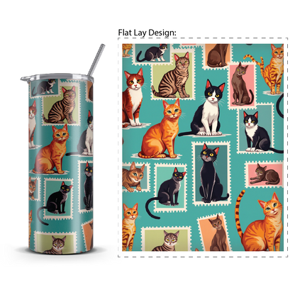 20oz. Slim Tumbler: Cat Post Sticker