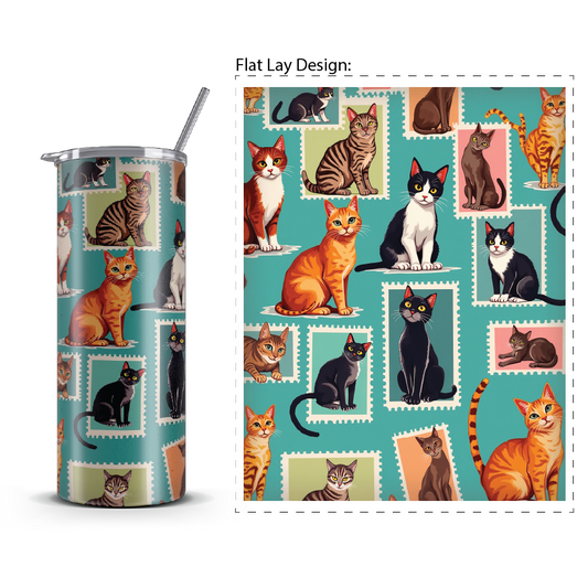 20oz. Slim Tumbler: Cat Post Sticker