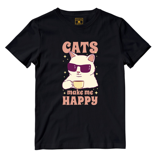 Cotton Shirt: Cats Happy