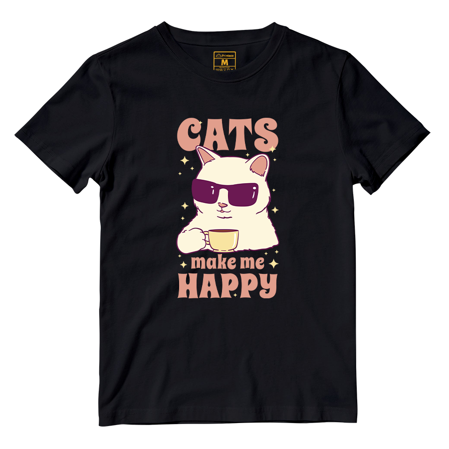 Cotton Shirt: Cats Happy