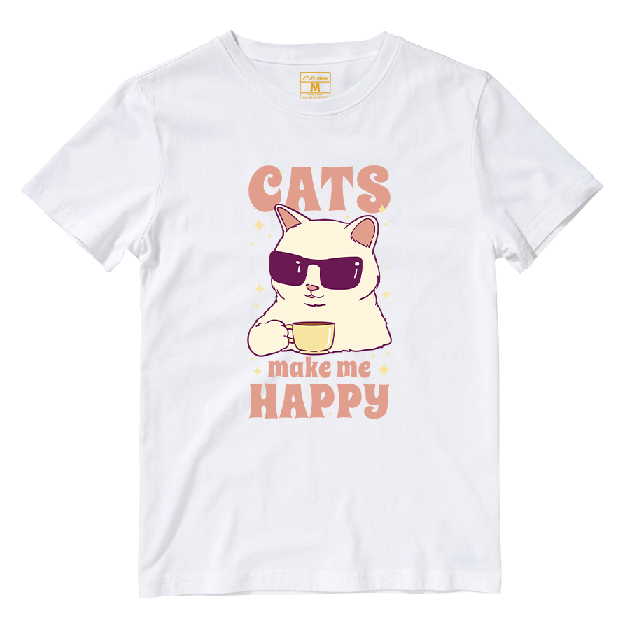 Cotton Shirt: Cats Happy