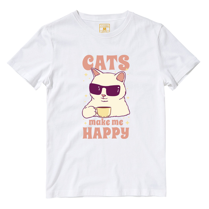 Cotton Shirt: Cats Happy