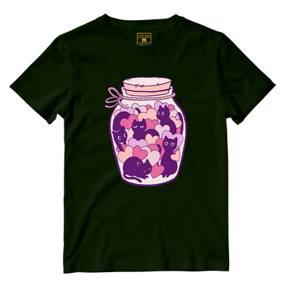 Cotton Shirt: Cats and Hearts Jar