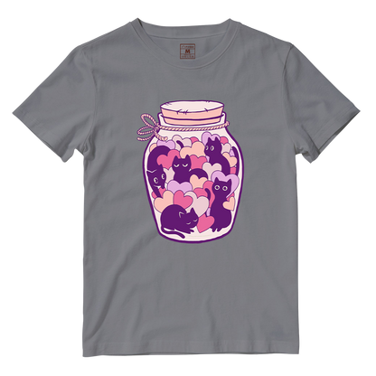 Cotton Shirt: Cats and Hearts Jar