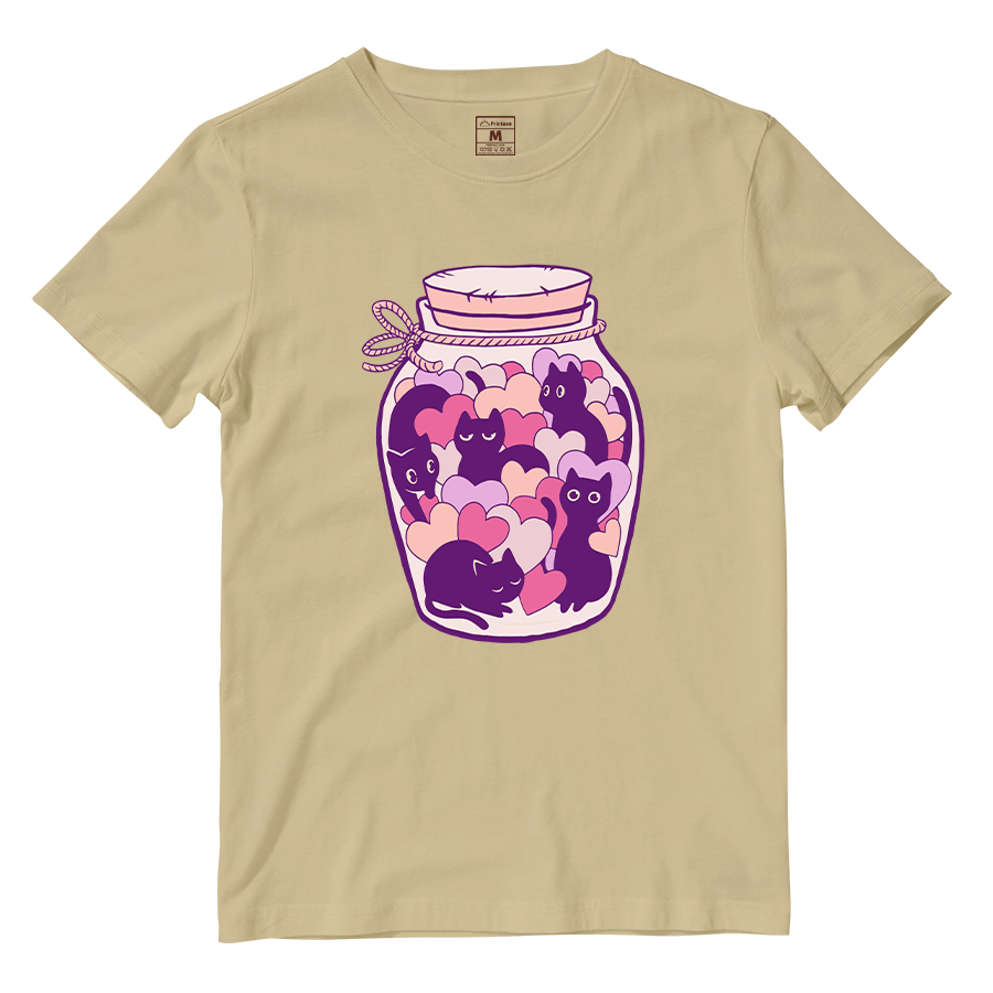 Cotton Shirt: Cats and Hearts Jar