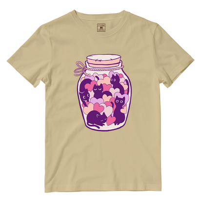 Cotton Shirt: Cats and Hearts Jar