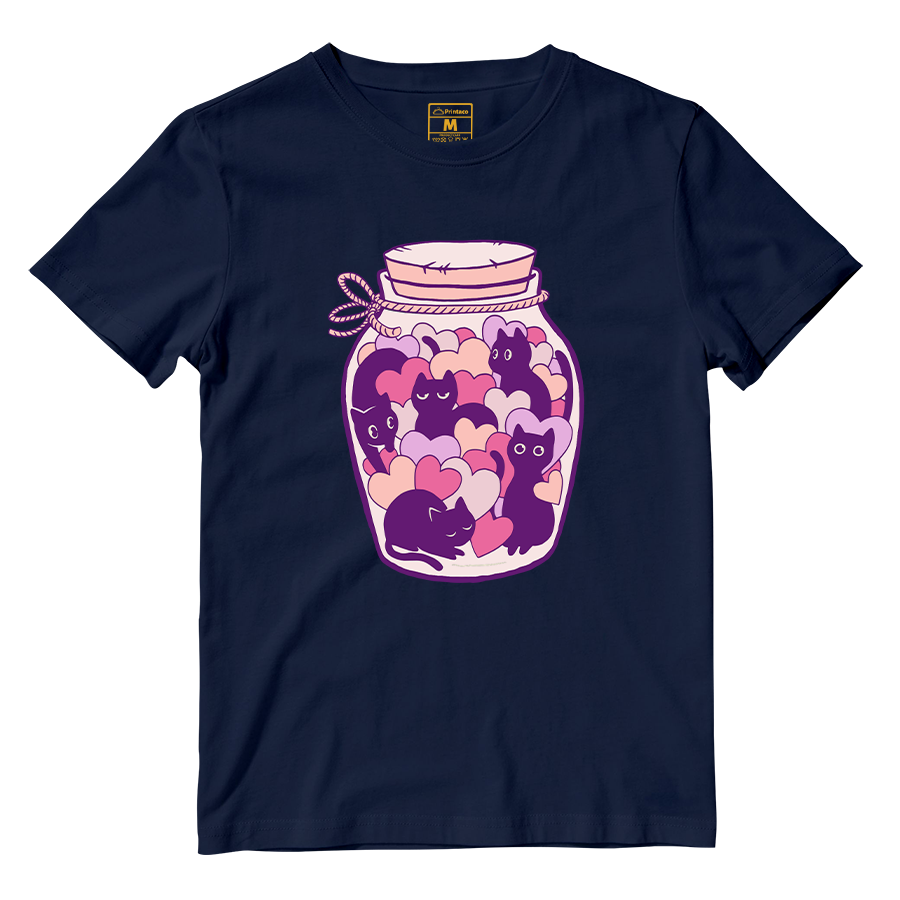 Cotton Shirt: Cats and Hearts Jar