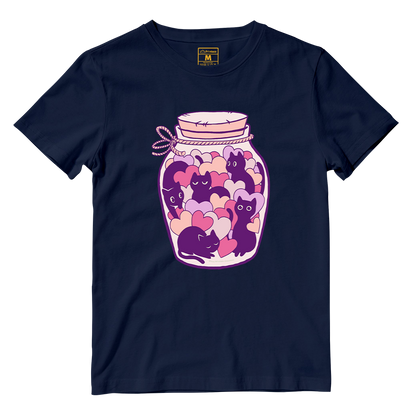 Cotton Shirt: Cats and Hearts Jar