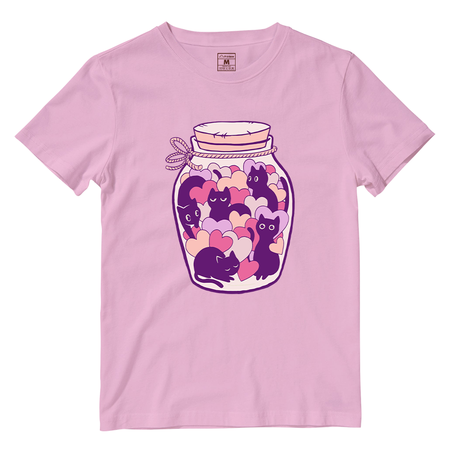 Cotton Shirt: Cats and Hearts Jar