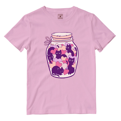 Cotton Shirt: Cats and Hearts Jar