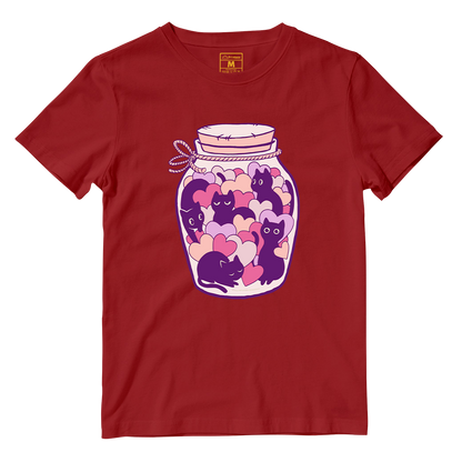 Cotton Shirt: Cats and Hearts Jar