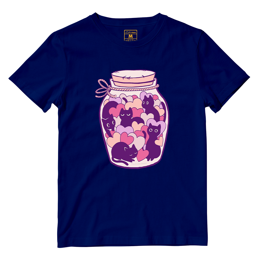 Cotton Shirt: Cats and Hearts Jar