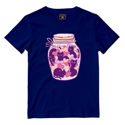 Cotton Shirt: Cats and Hearts Jar