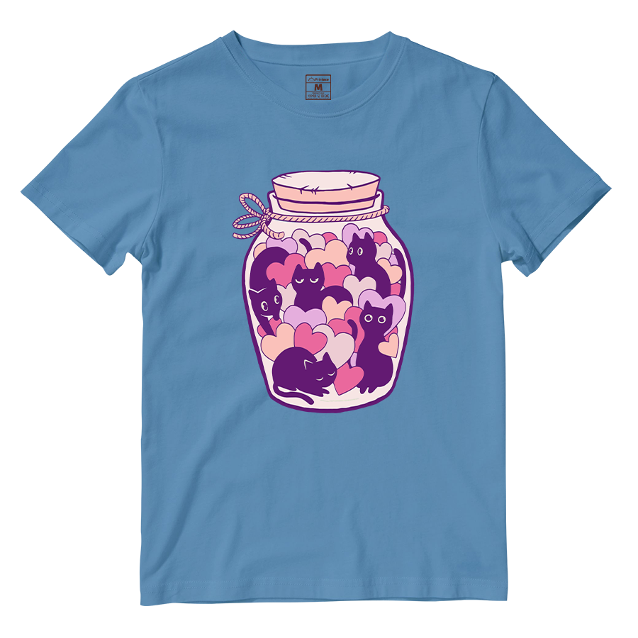 Cotton Shirt: Cats and Hearts Jar