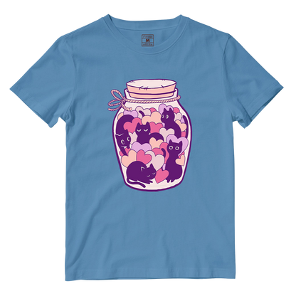 Cotton Shirt: Cats and Hearts Jar