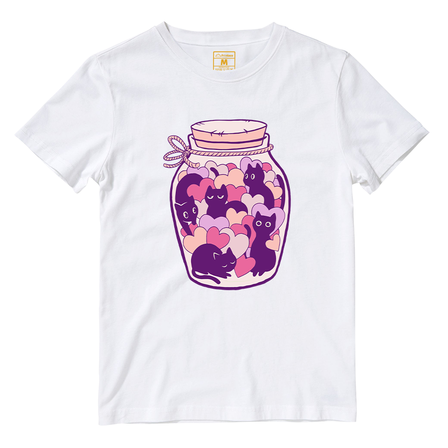 Cotton Shirt: Cats and Hearts Jar